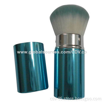 Individual retractable makeup brushes, made of aluminum ferrule and handle with synthetic bristles